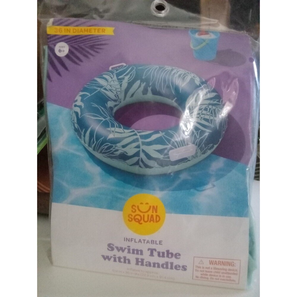 NEW Sun Squad Inflatable Swim Tube Leaves With Handles 36” Summer Pool